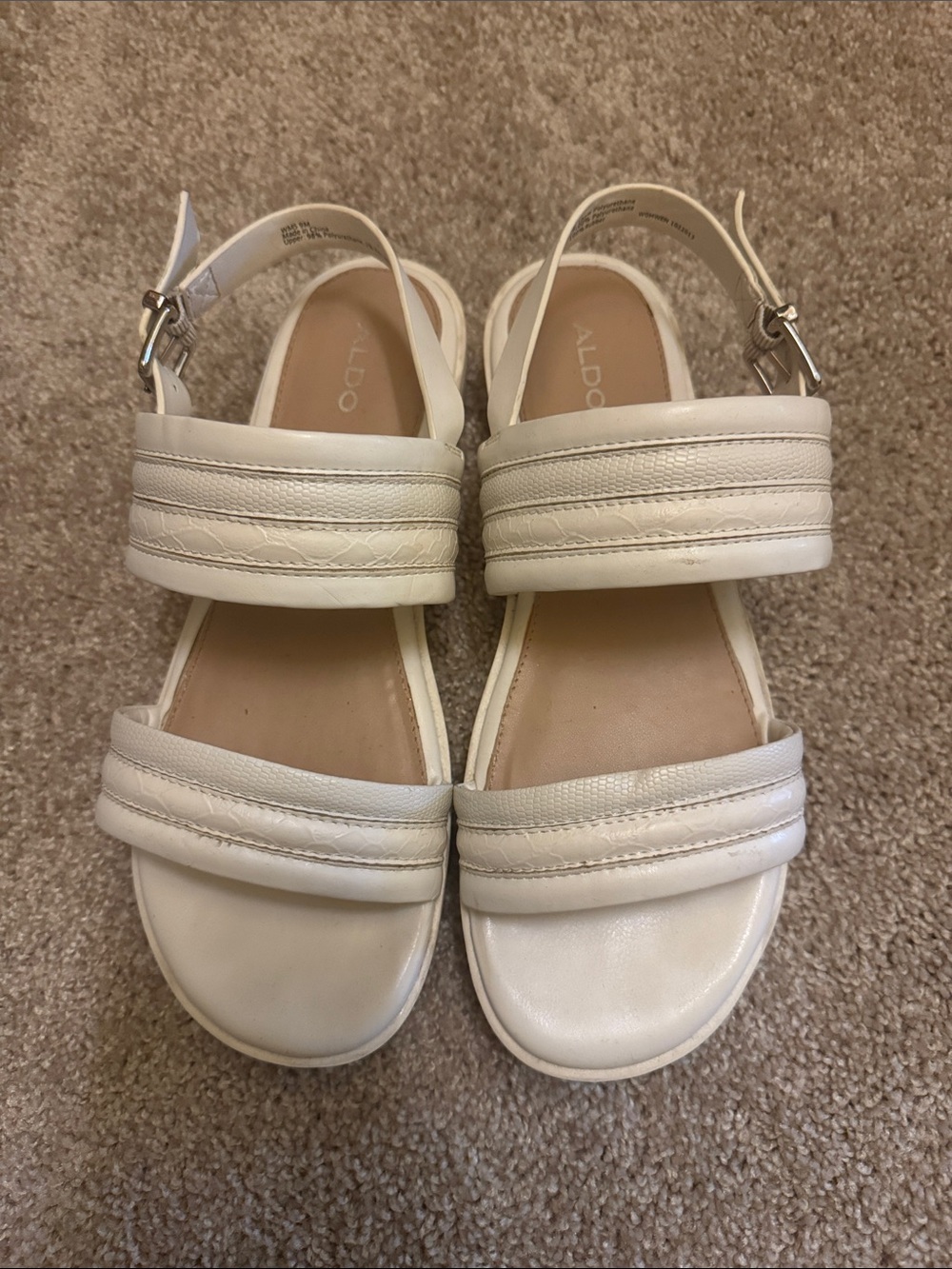Aldo Cream Double-Strap Slingback Sandals